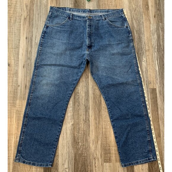 Wrangler Mens Authentic Jeans 42X30 Classic Fit Blue Denim Straight Leg 85900DW - Picture 10 of 11